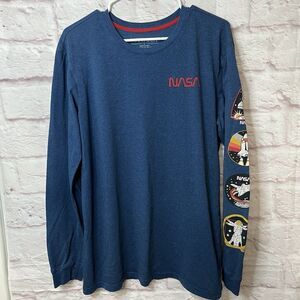 NASA Double-Sided Long Sleeve Shirt Fifth Sun Size Large Blue Graphic Tee